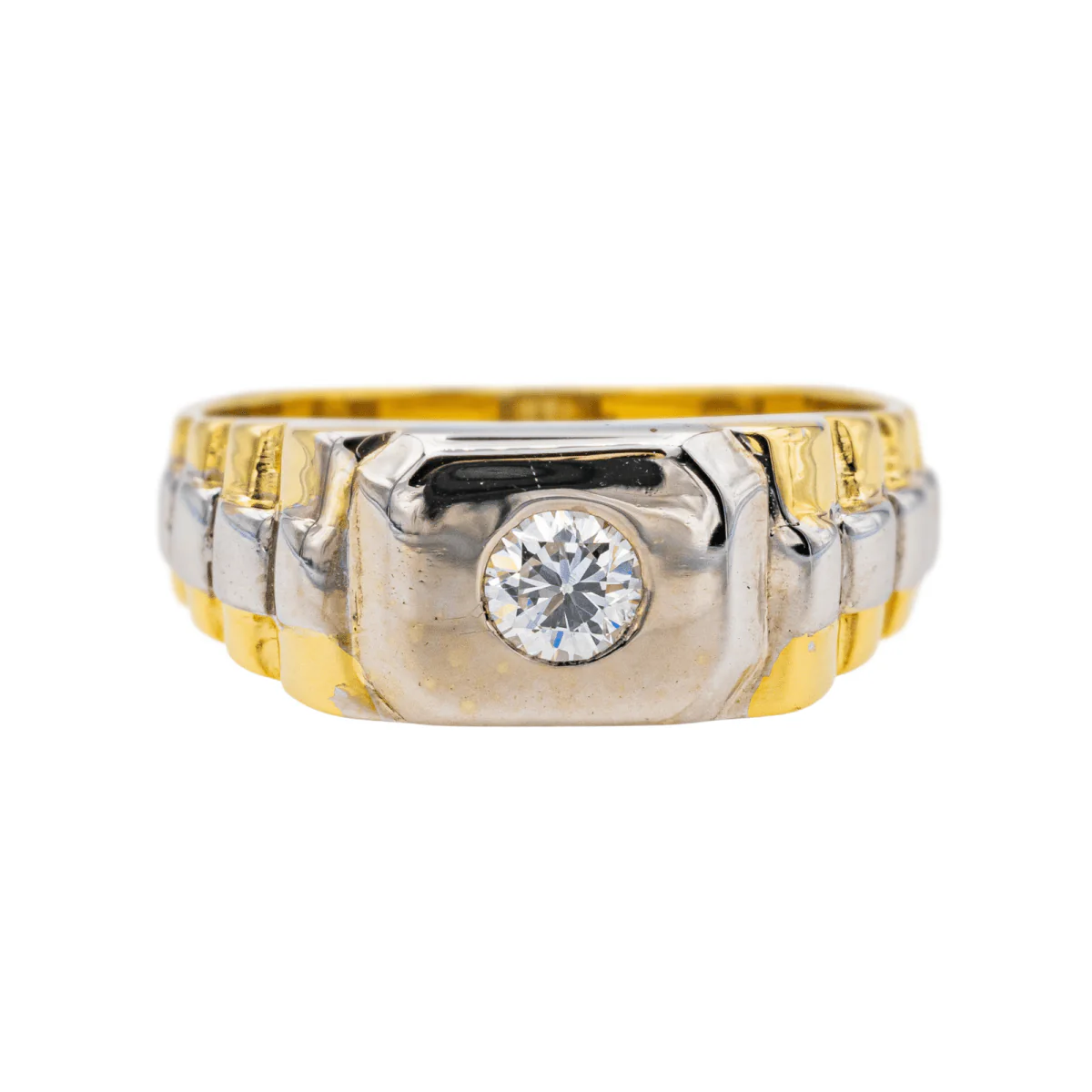 Ring at yellow gold, white gold and diamond