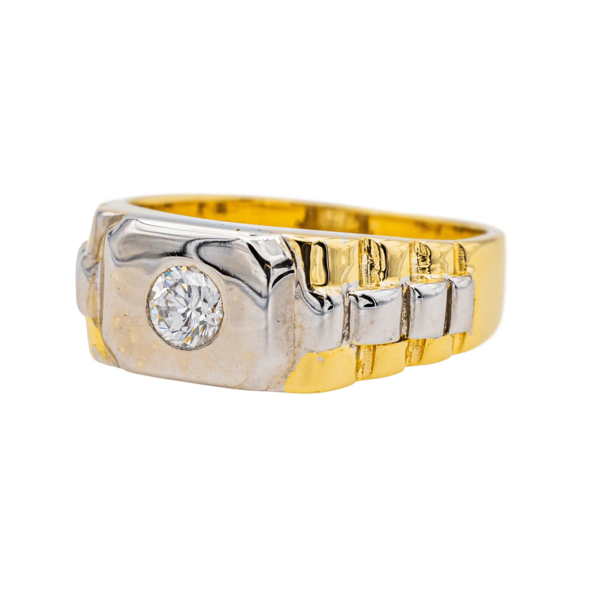 Ring at yellow gold, white gold and diamond - Image 3