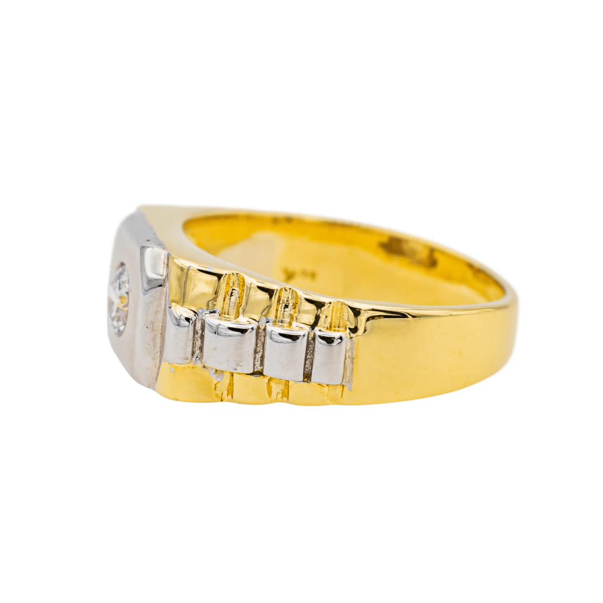 Ring at yellow gold, white gold and diamond - Image 4