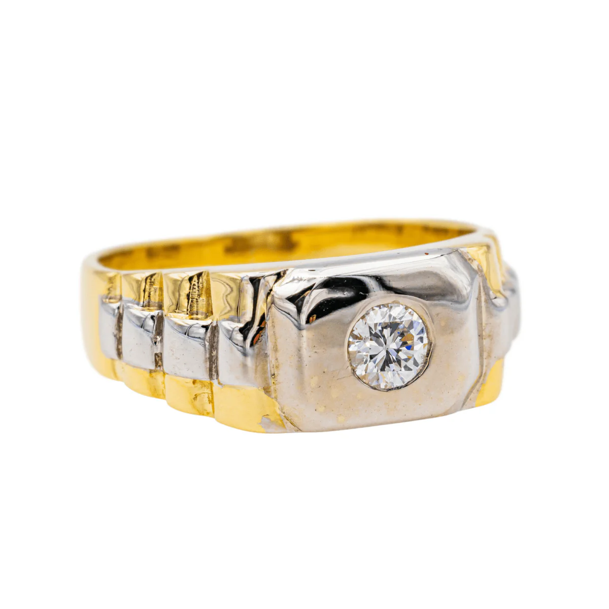 Ring at yellow gold, white gold and diamond - Image 5