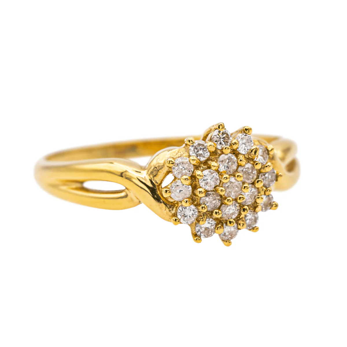 Ring Solitaire in yellow gold and diamonds - Image 6
