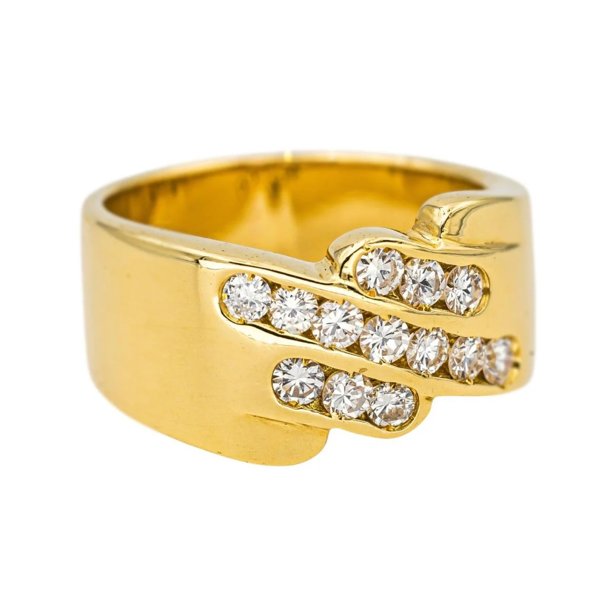 Yellow gold and Diamond Bandeau Ring - Image 6