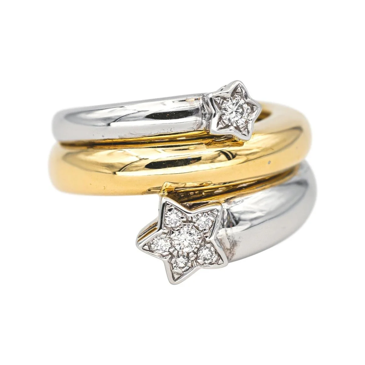 Toi & Moi ring in white gold, yellow gold and diamonds