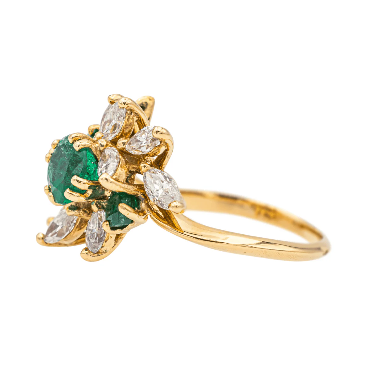 Ring Marguerite en yellow gold, emeralds and diamonds - Image 4