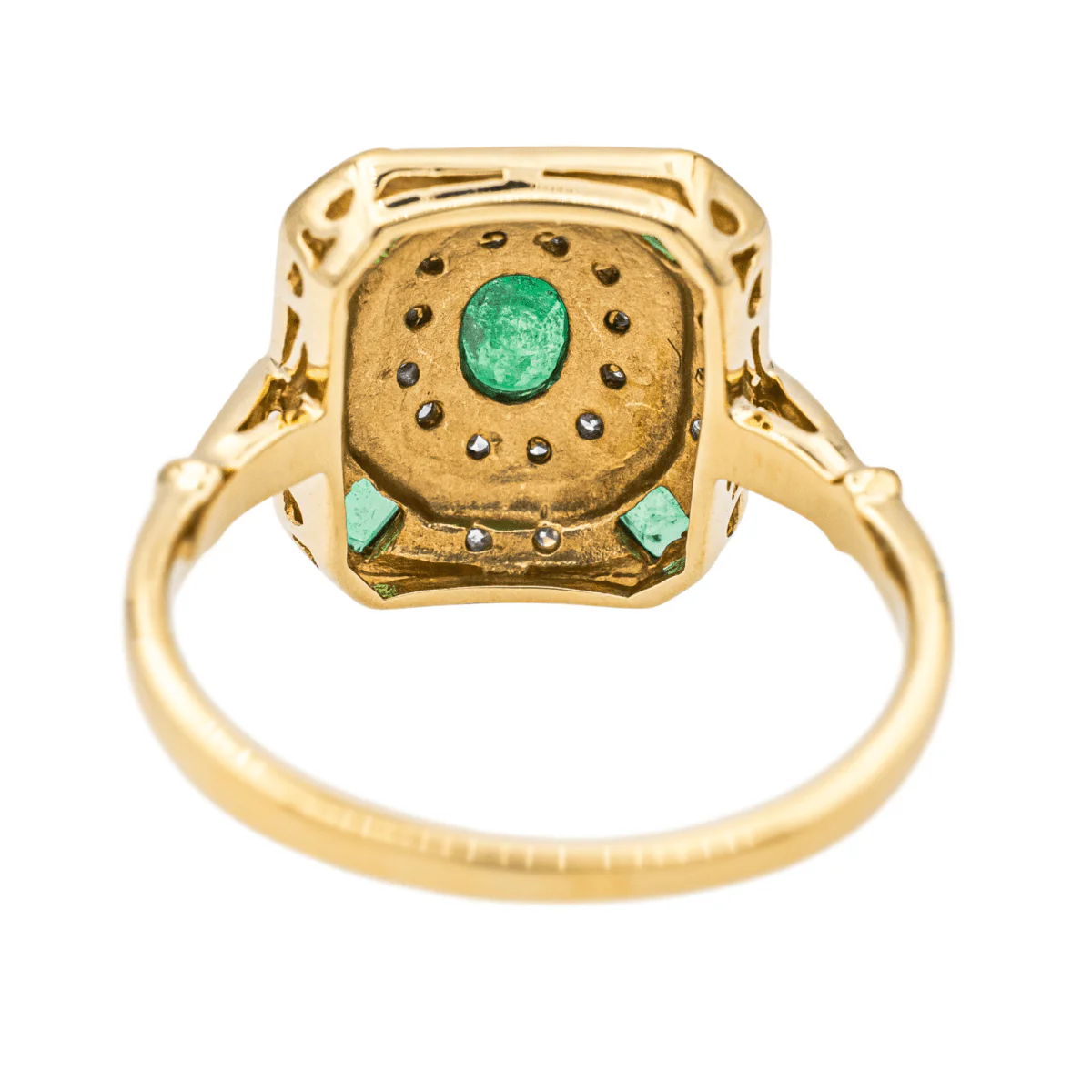 Ring at yellow gold, white gold, emeralds and diamonds - Image 5