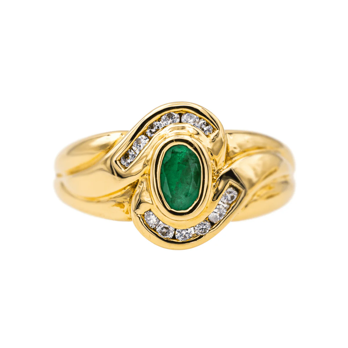 Ring Rush in yellow gold, emerald and diamonds