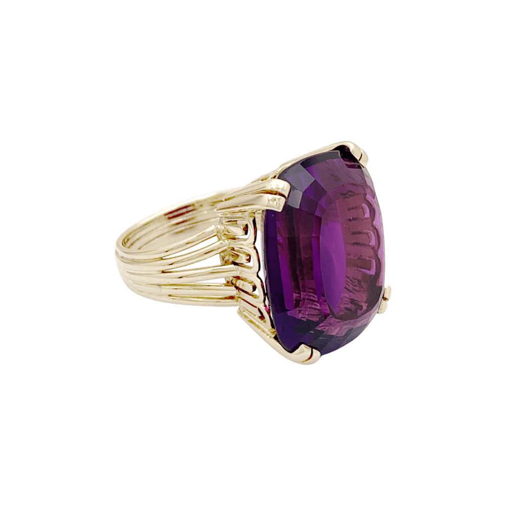 Cocktail ring in yellow gold and amethyst - Image 5
