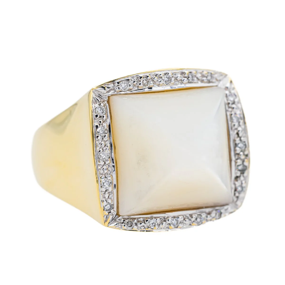 Yellow gold mother-of-pearl ring - Image 7