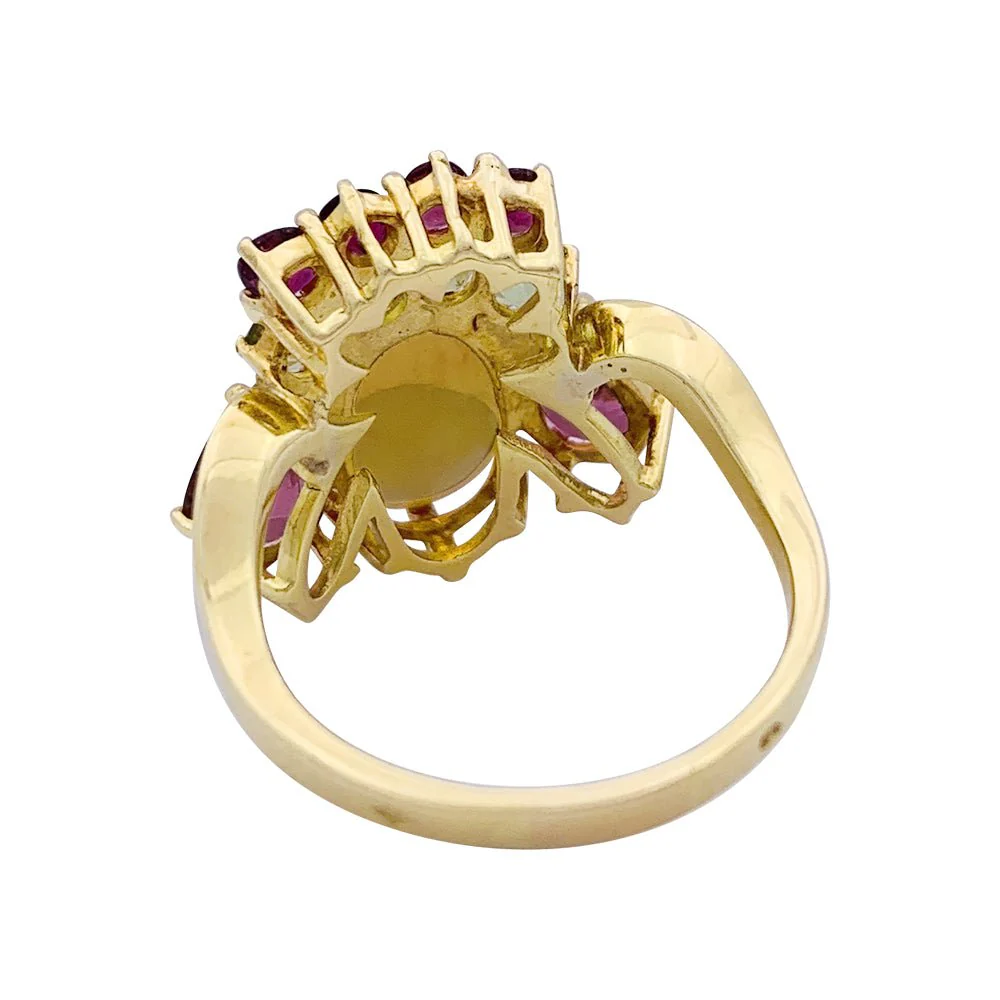 Yellow gold, opal, tourmaline and peridots ring - Image 2