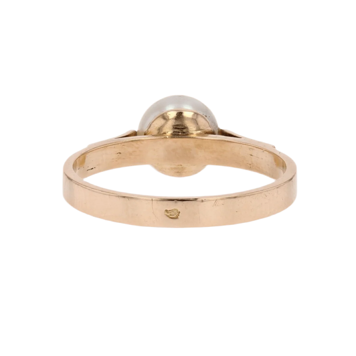 Solitaire ring in yellow gold and pearl - Image 4