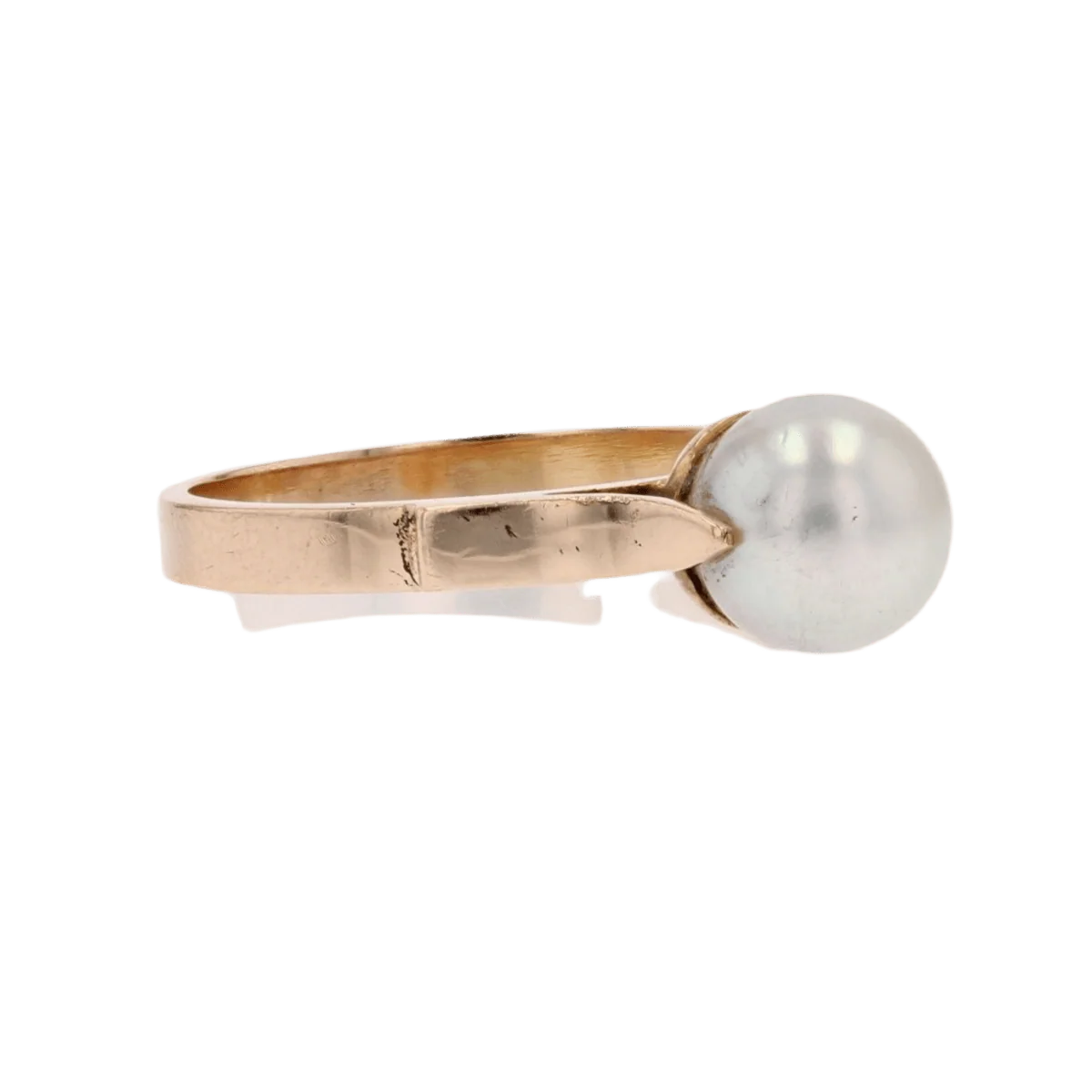 Solitaire ring in yellow gold and pearl - Image 5