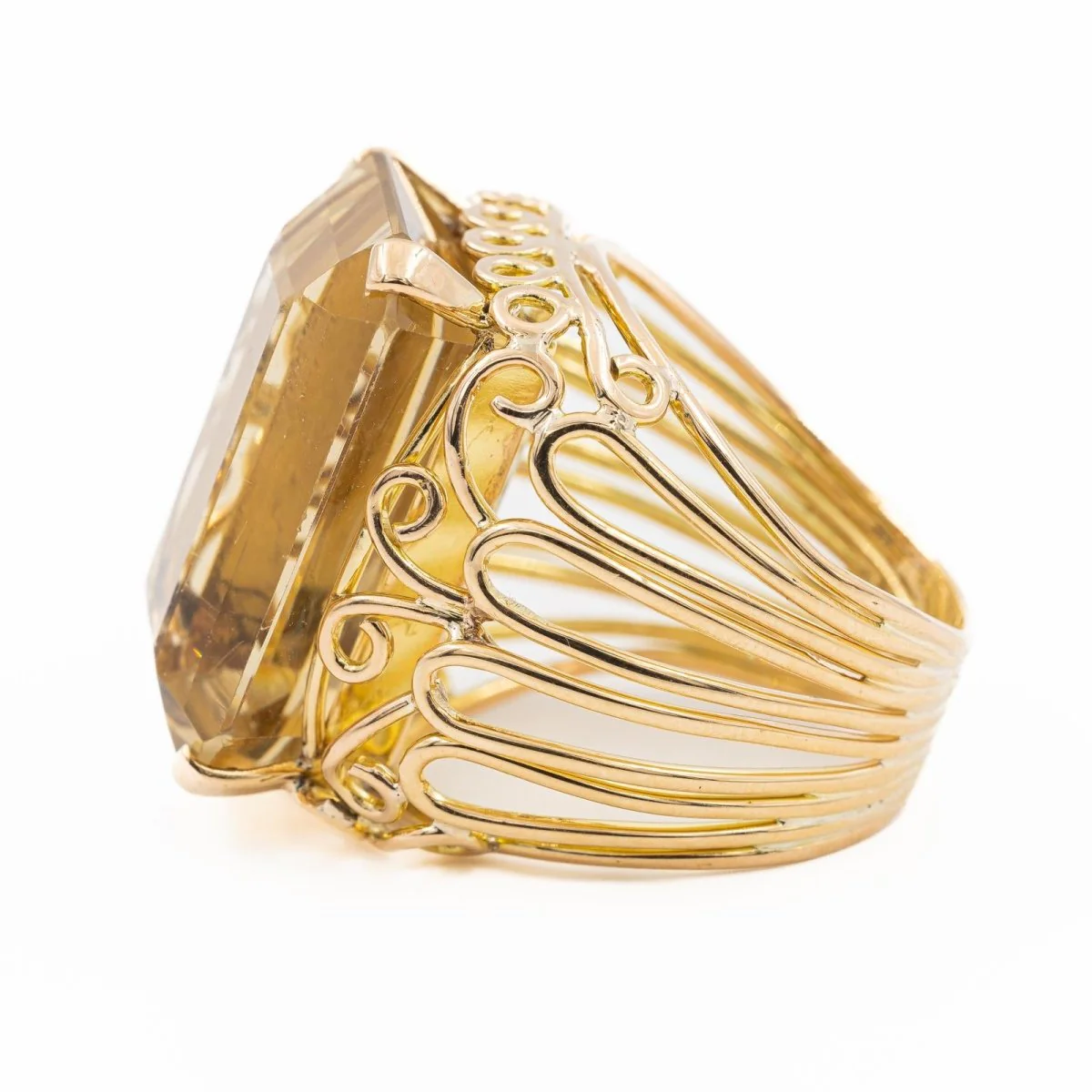 Cocktail ring in yellow gold and yellow quartz - Image 5