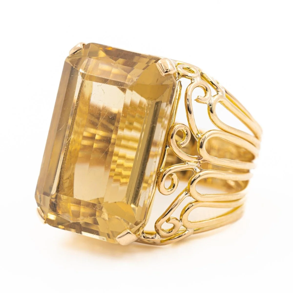 Cocktail ring in yellow gold and yellow quartz - Image 6