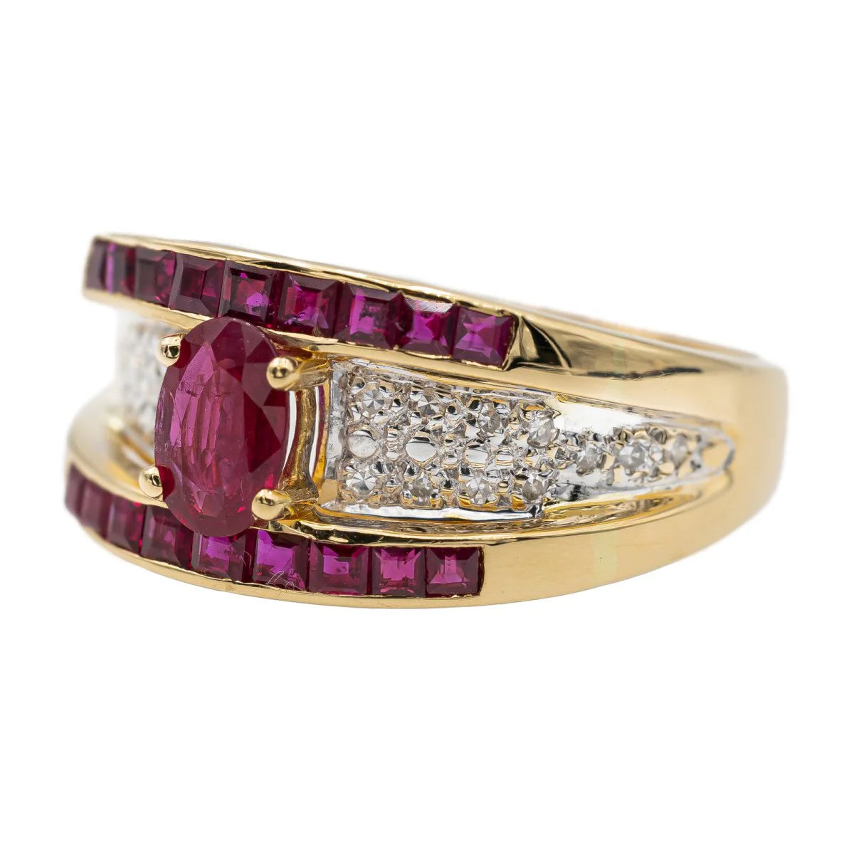 Yellow gold, ruby ​​and diamond ring - Image 3