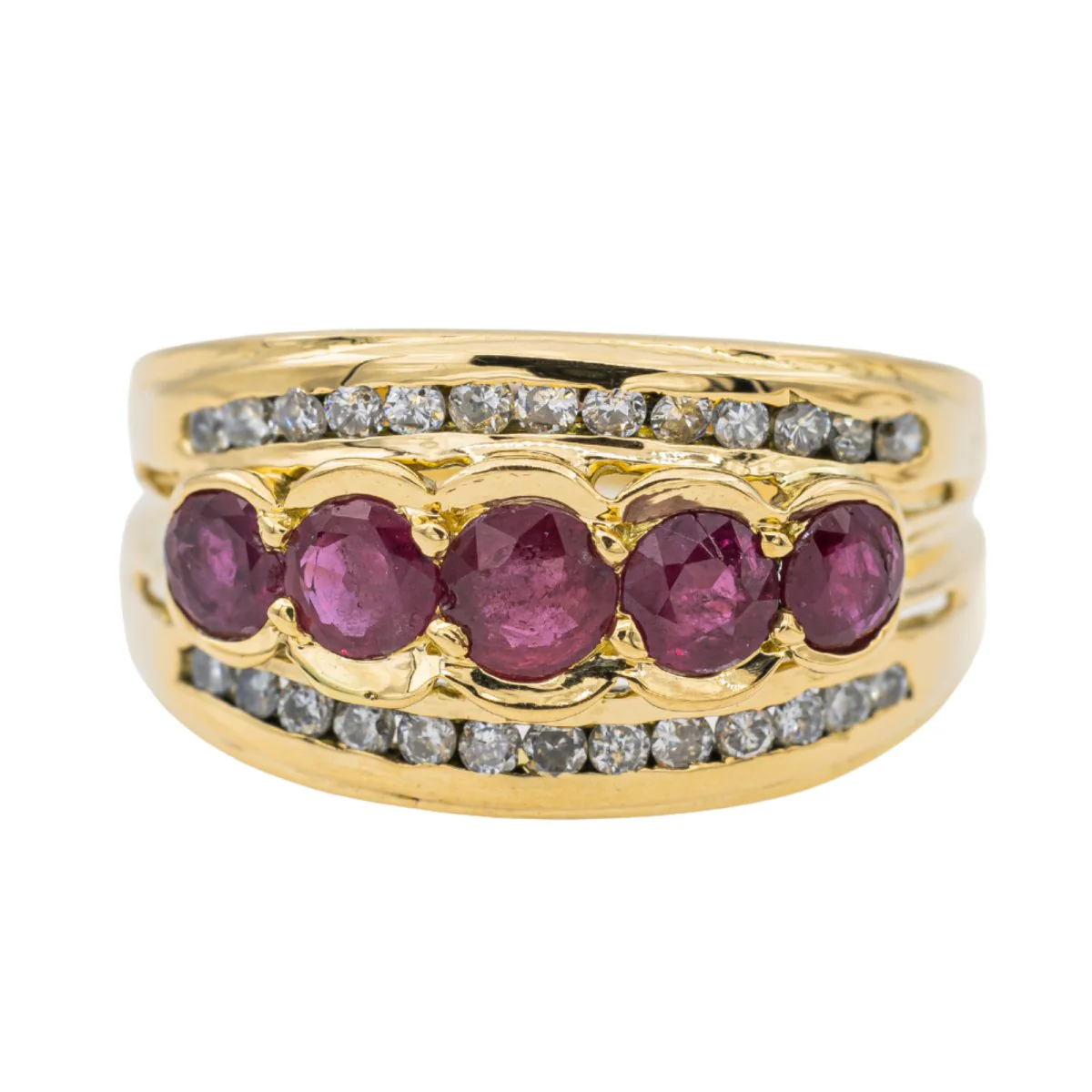 Yellow gold, Ruby and Diamond Ring