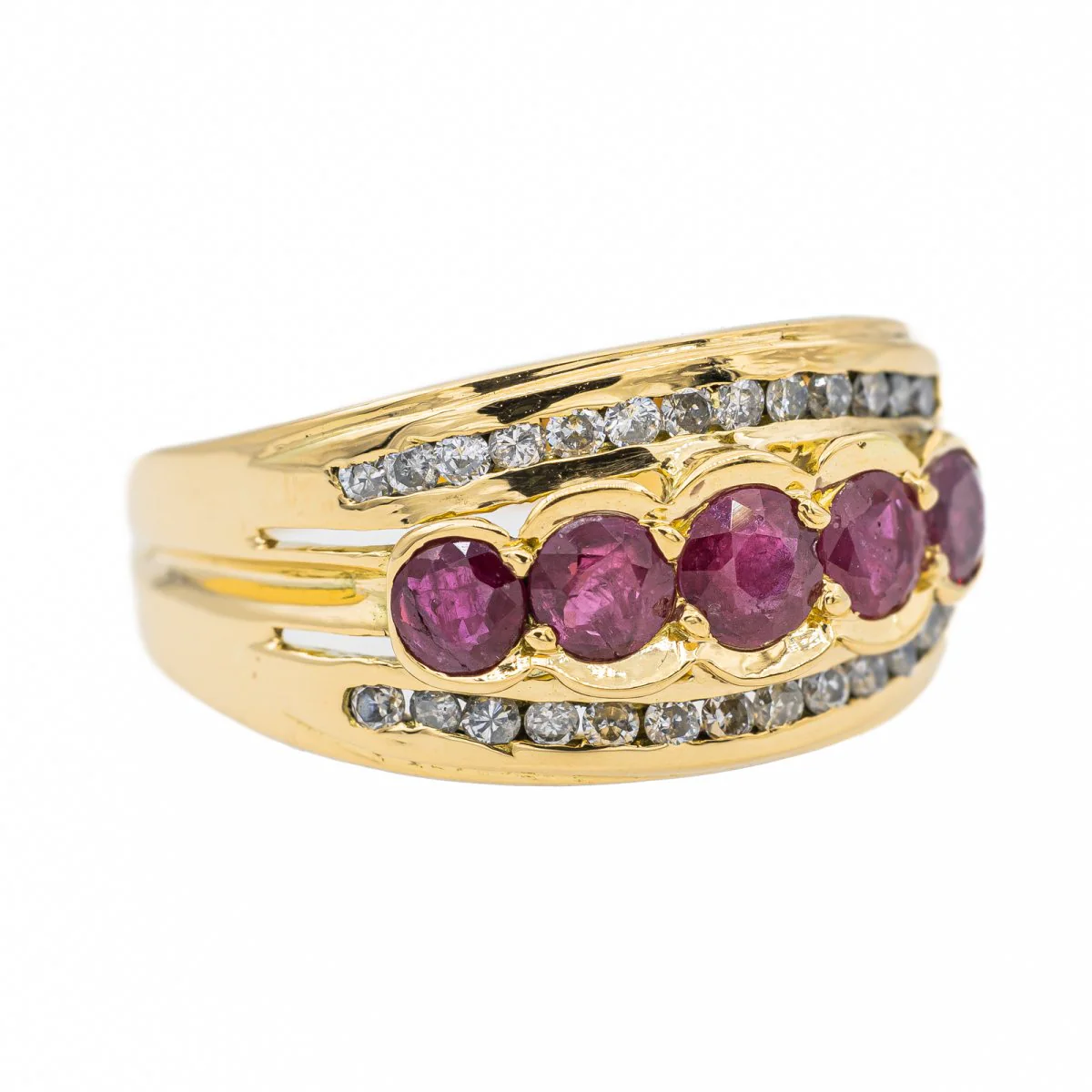 Yellow gold, Ruby and Diamond Ring - Image 7