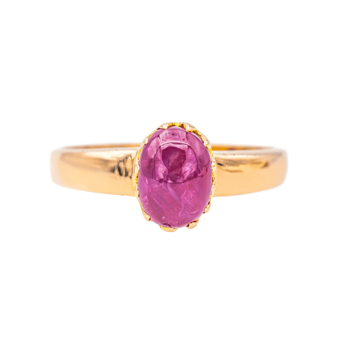 Solitaire ring in yellow gold and rubies
