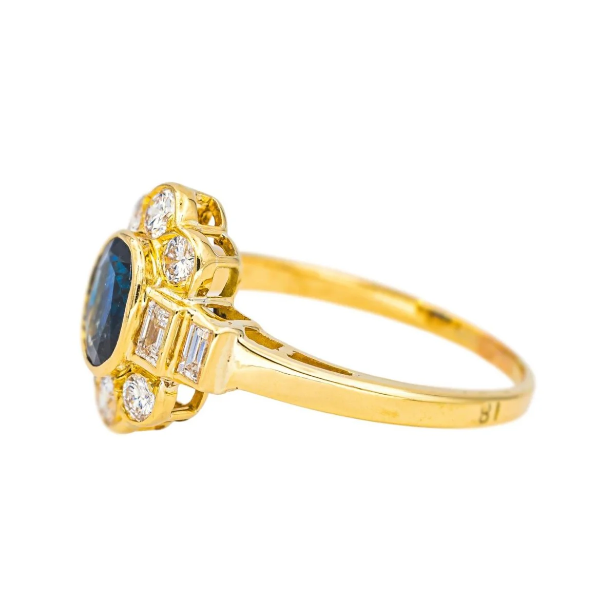 Entourage ring in yellow gold, sapphire and diamonds - Image 4