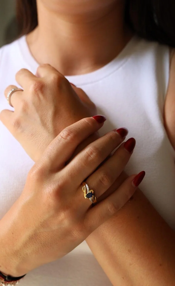Yellow Gold Sapphire Ring - Image 2