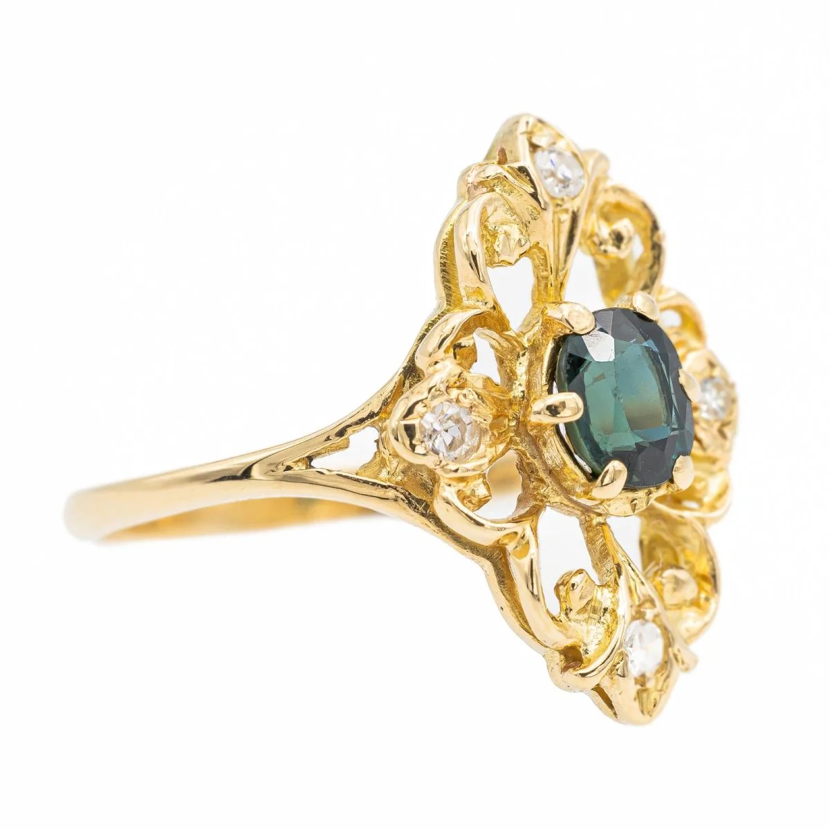 Marquise ring in yellow gold and sapphire - Image 7