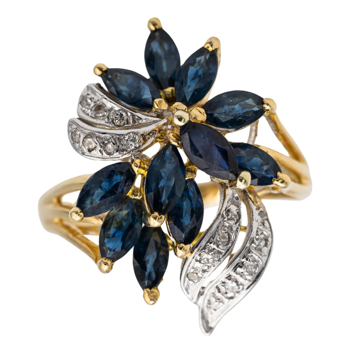 Fleur ring in yellow gold and sapphire - Image 8
