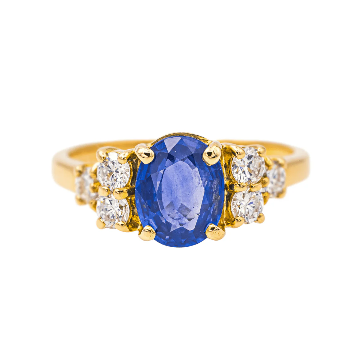 Entourage ring in yellow gold and sapphire
