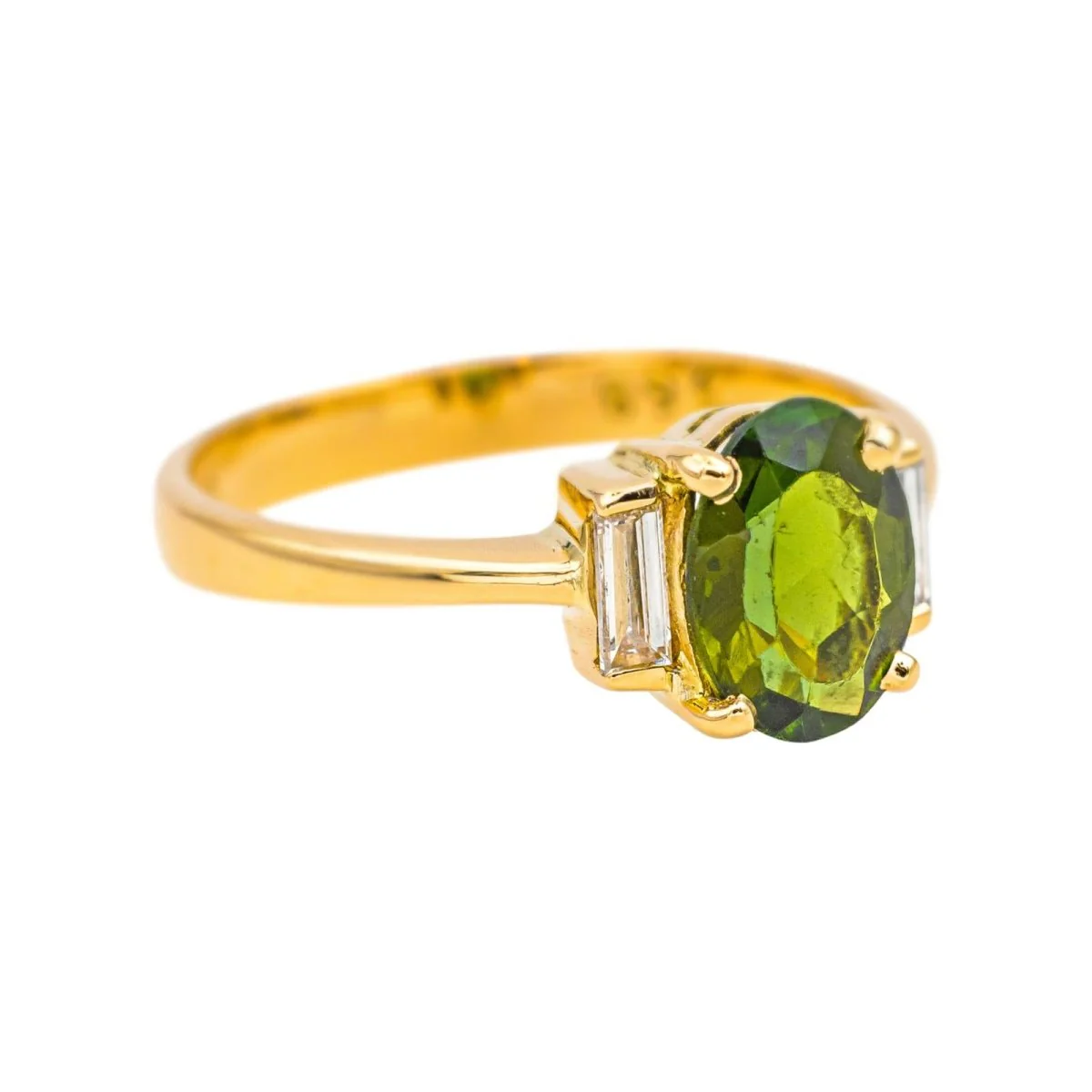 Trilogy Ring in Yellow Gold, Tourmaline, and Diamonds - Image 6
