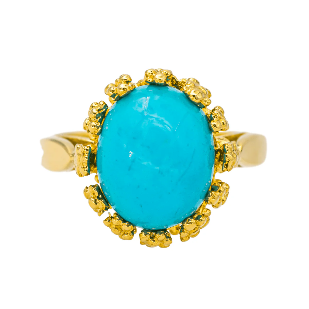Ring Pompadour in yellow gold and turquoise