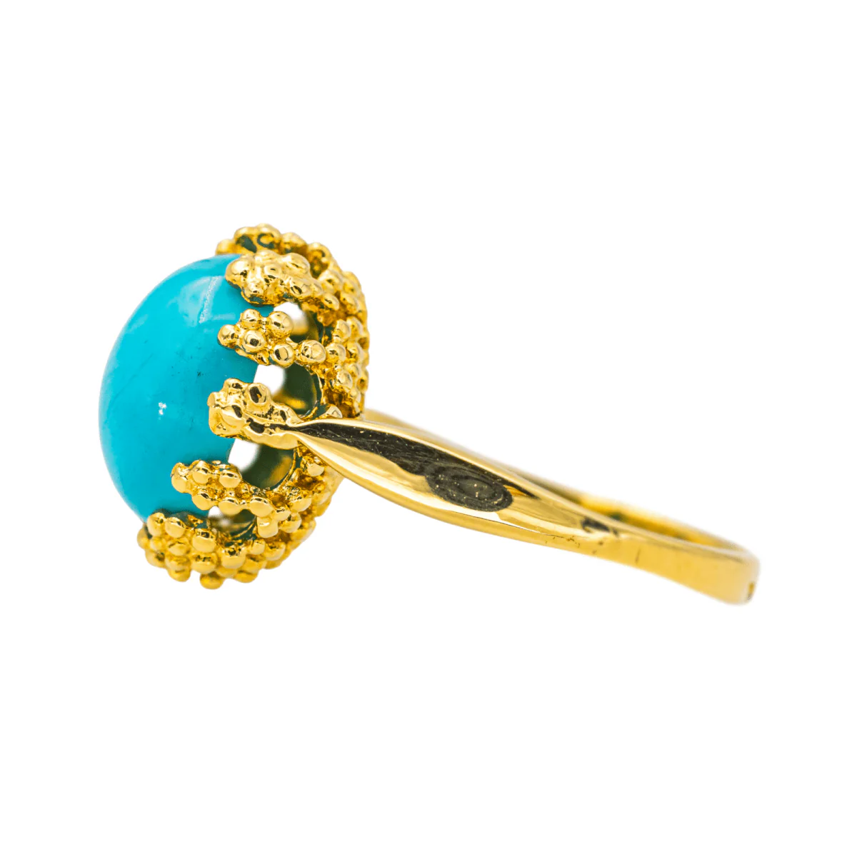 Ring Pompadour in yellow gold and turquoise - Image 4