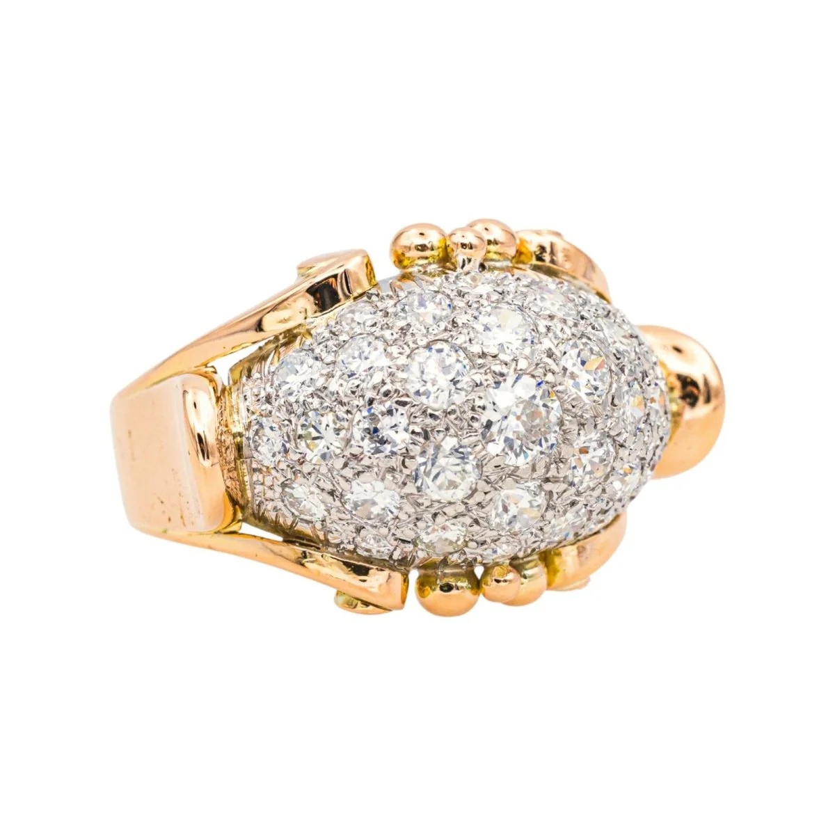 Dome ring in rose gold, platinum and diamonds - Image 6