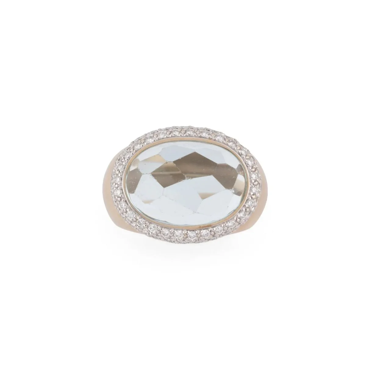 Sandblasted rose gold ring signed by the Italian house Pomellato decorated with an aquamarine - Image 6