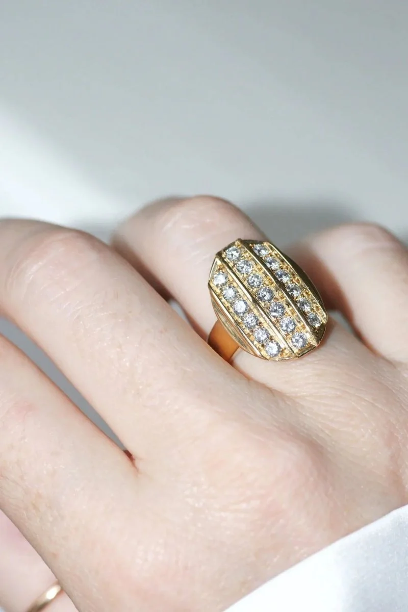 Yellow Gold Diamond Plate Ring - Image 2