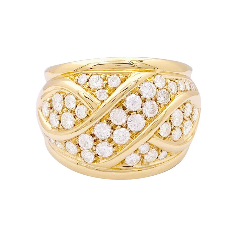 Ring paving yellow gold, diamonds.