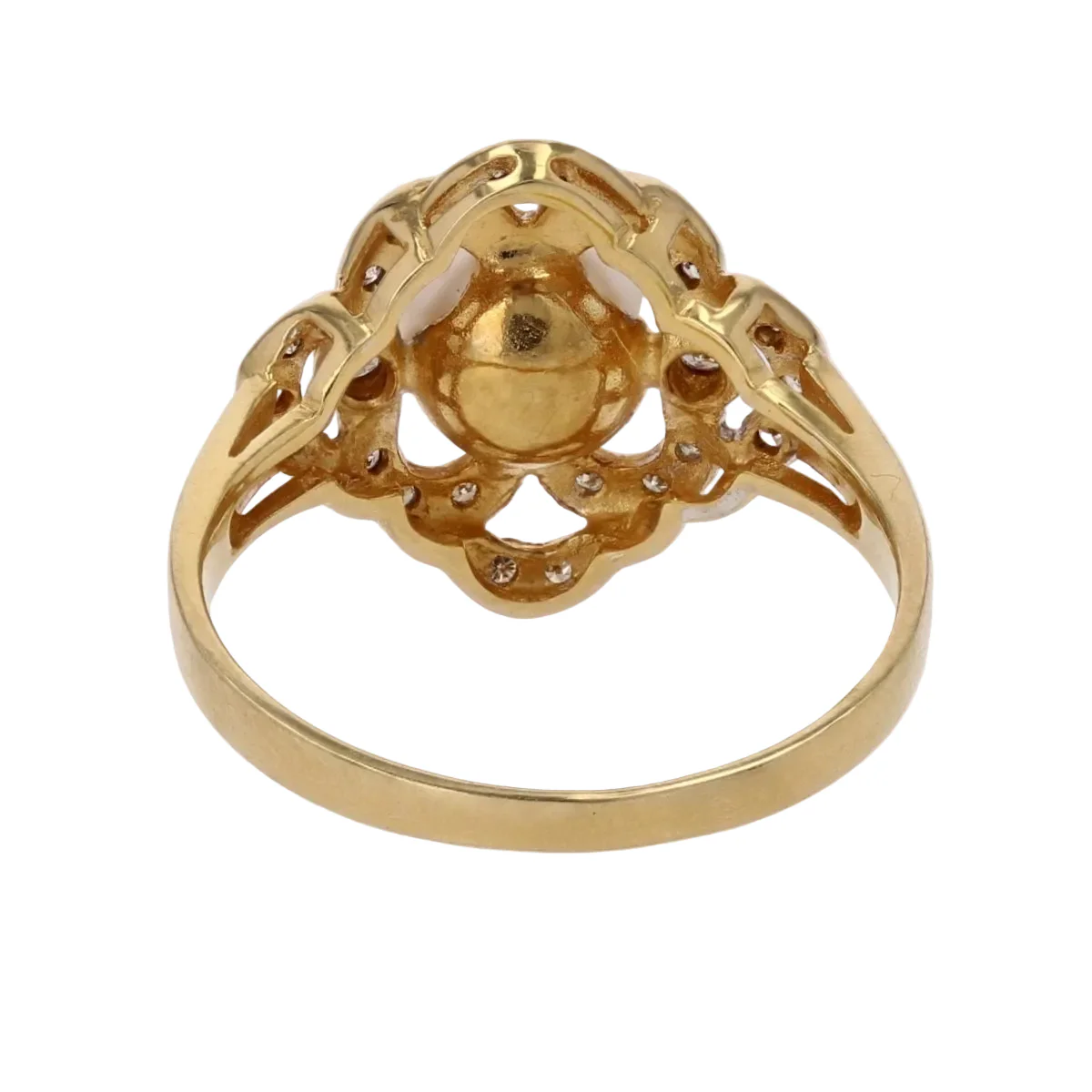 Daisy ring in yellow gold, pearl and diamonds - Image 4