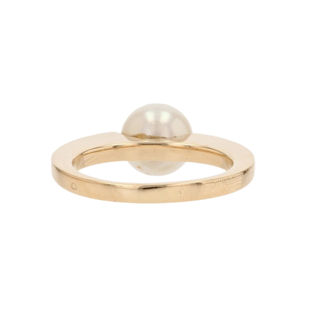 Solitaire ring in yellow gold, pearl and diamonds - Image 4