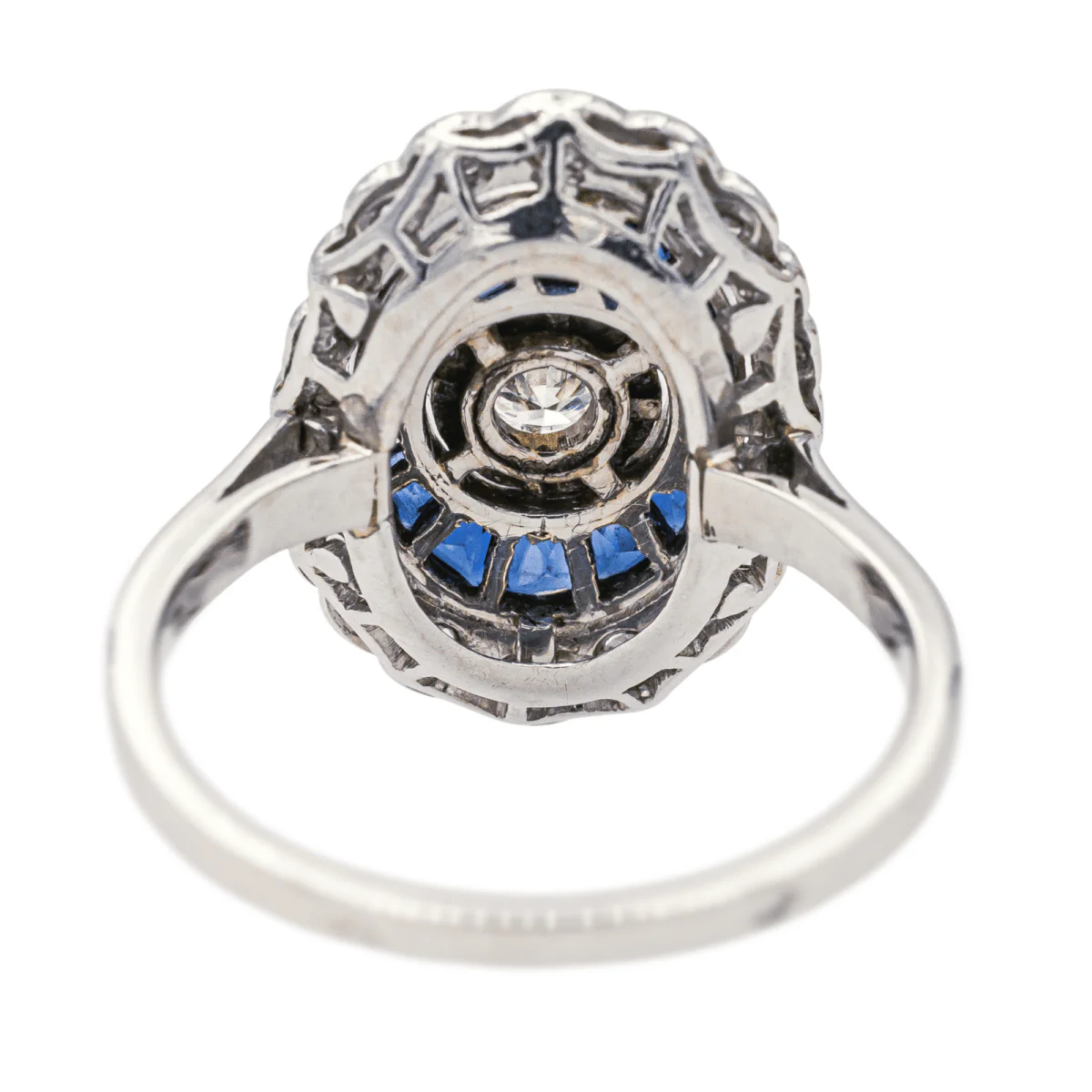 Ring Marquise en paltinium, sapphire and diamonds - Image 5