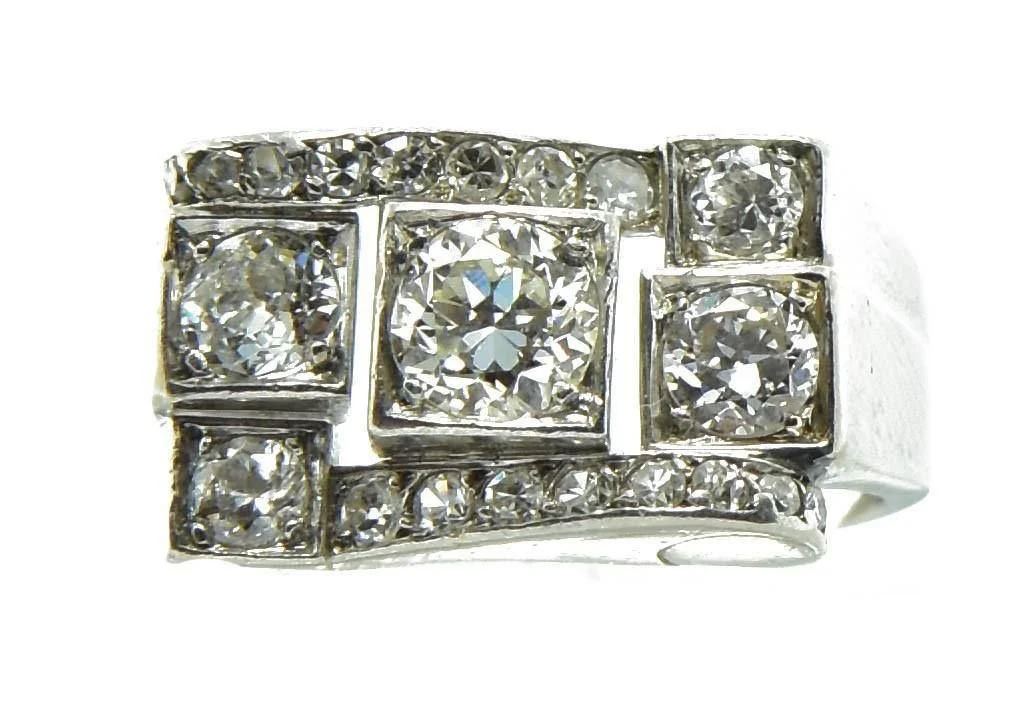 Platinum diamond ring 1930 - Image 2