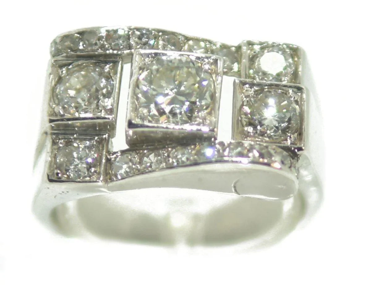 Platinum diamond ring 1930 - Image 3