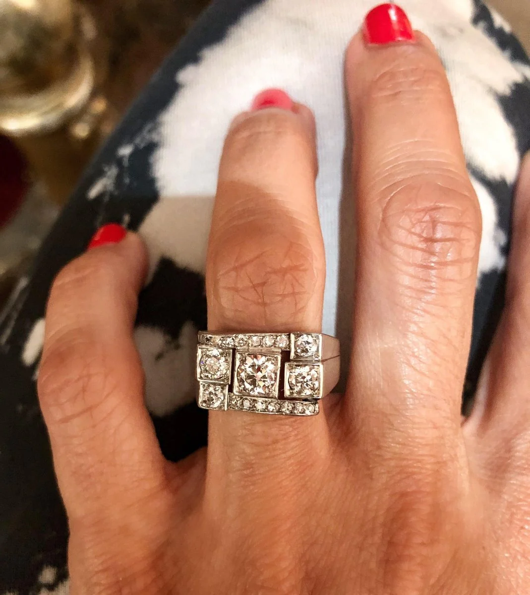 Platinum diamond ring 1930 - Image 6