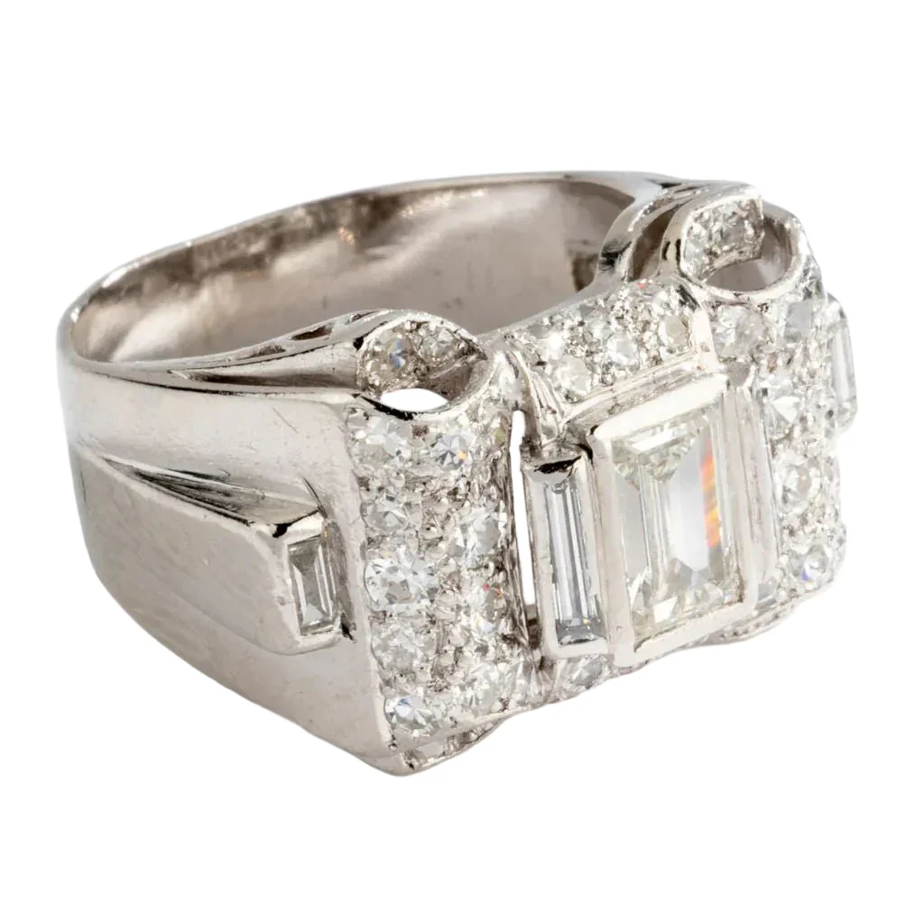 Art Deco ring in platinum and diamonds - Image 2