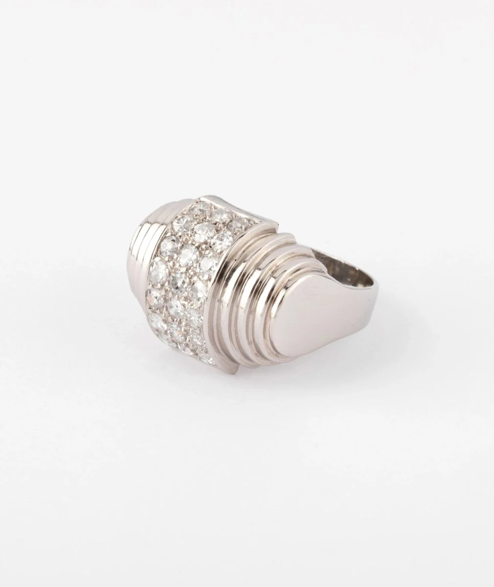 Platinum and diamond tiered ring