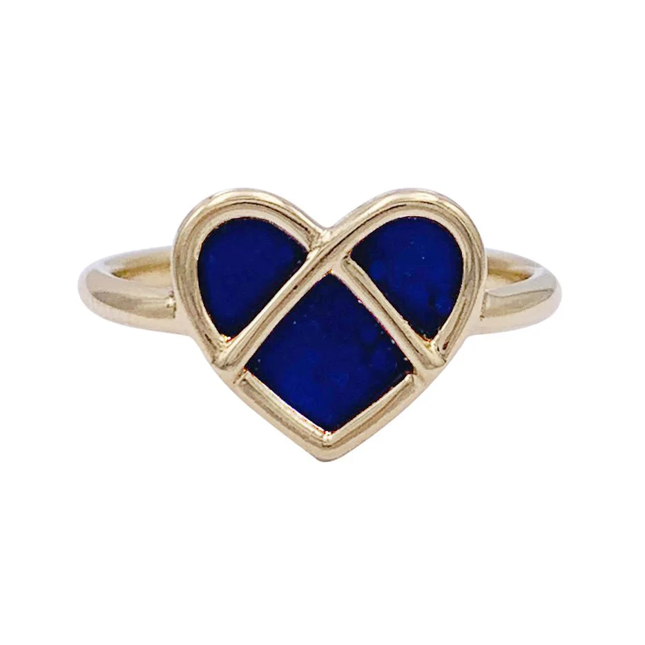 Poiray ring, “The Catcher in the Heart”, yellow gold, lapis lazuli.