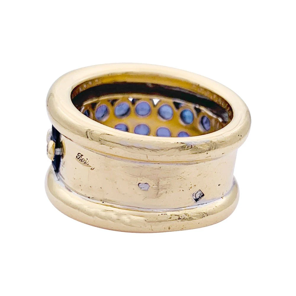 Poiray ring yellow gold, sapphires, diamonds - Image 2