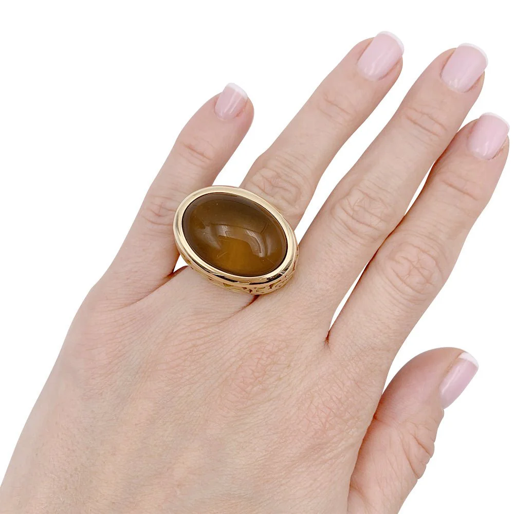 Pomellato ring, "Arabesque", pink gold, amber. - Image 2