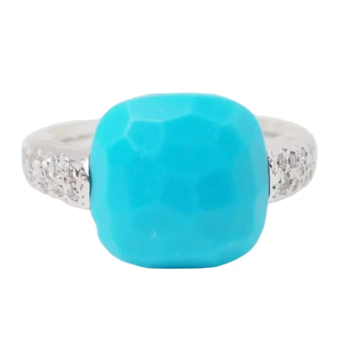 POMELLATO "Capri" Cocktail Ring in white gold, turquoise and diamonds