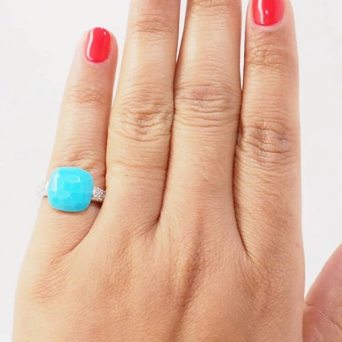 POMELLATO "Capri" Cocktail Ring in white gold, turquoise and diamonds - Image 2