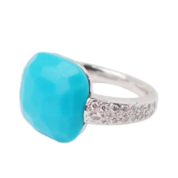 POMELLATO "Capri" Cocktail Ring in white gold, turquoise and diamonds - Image 3
