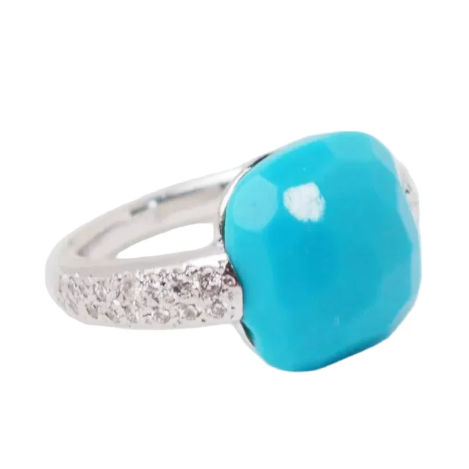 POMELLATO "Capri" Cocktail Ring in white gold, turquoise and diamonds - Image 5
