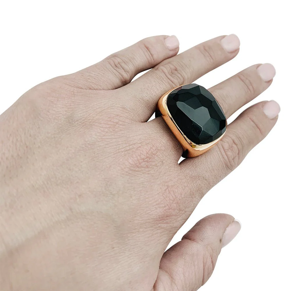 Pomellato ring in pink gold, “Victoria” model, jet - Image 7