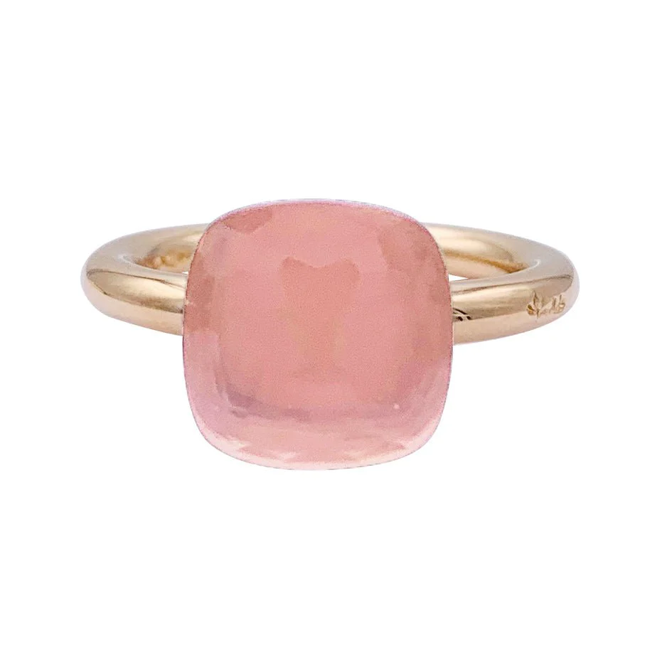 Pomellato ring, "Nudo Classic", two golds and rose quartz.